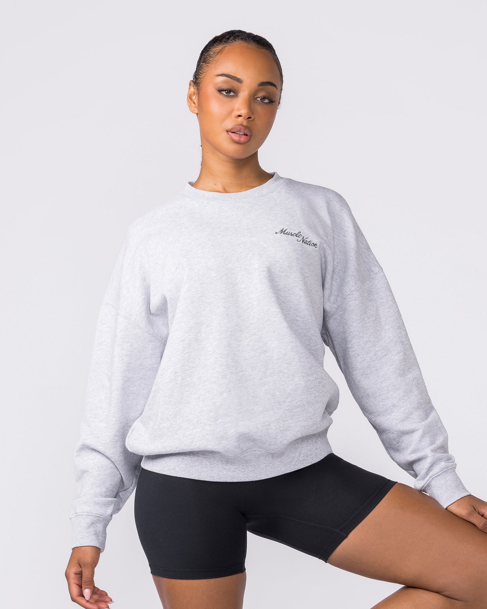 Collective Boxy Pullover - Light Grey Marl