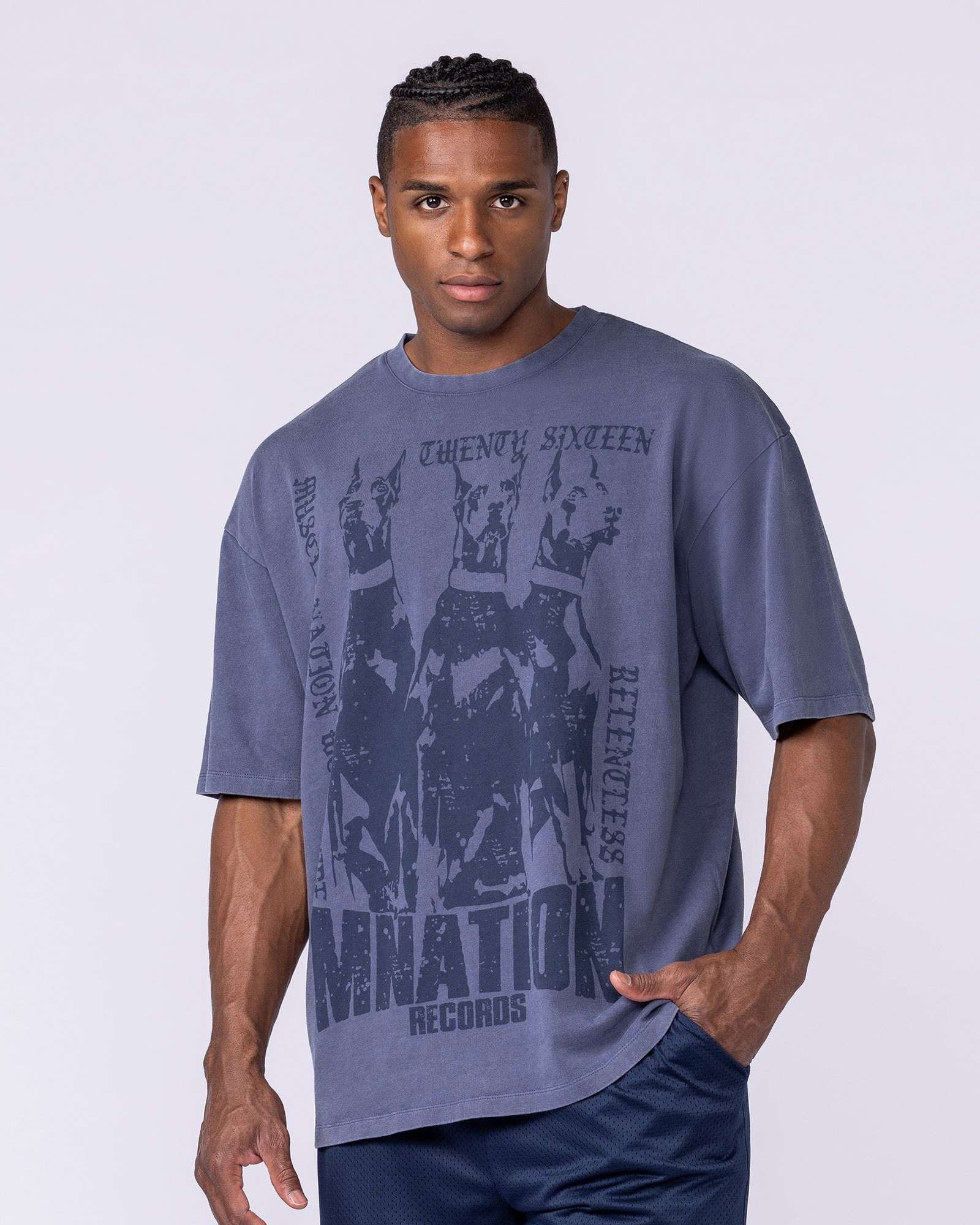 Doberman Oversized Vintage Tee - Washed Atlantis