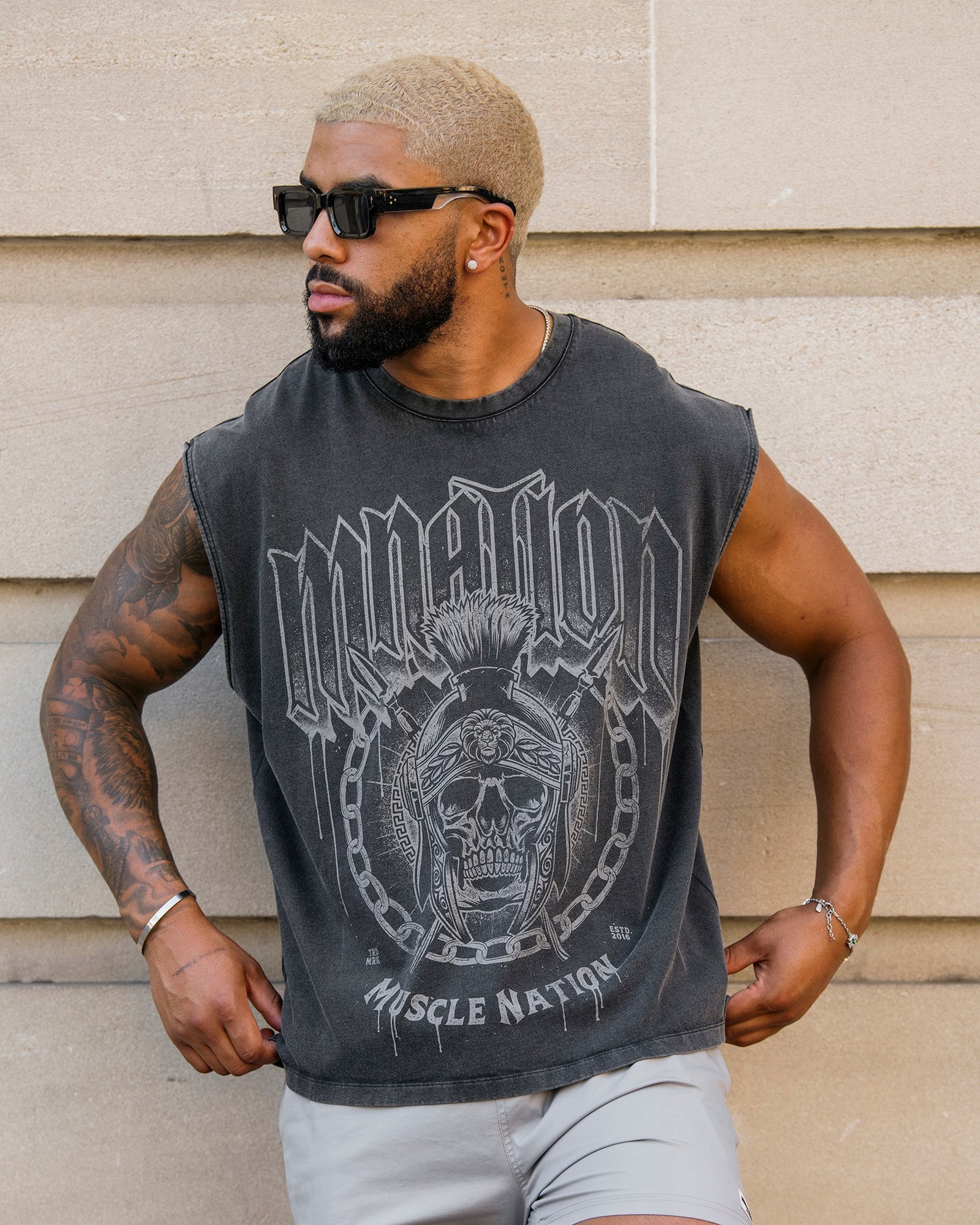 Spartan Vintage Boxy Muscle Tank - Washed Black
