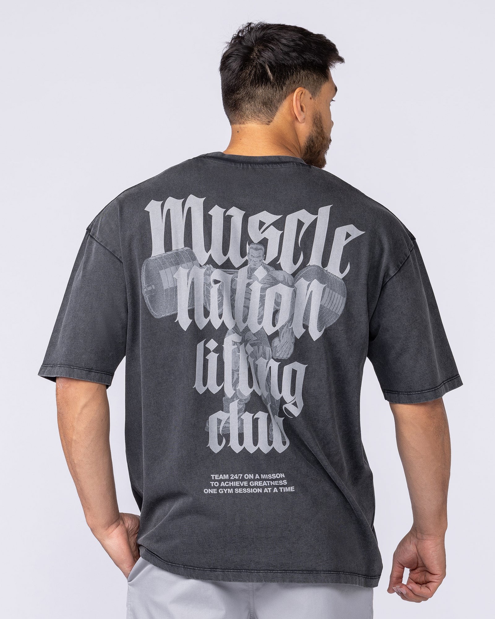 Lifting Club Oversized Vintage Tee - Washed Black