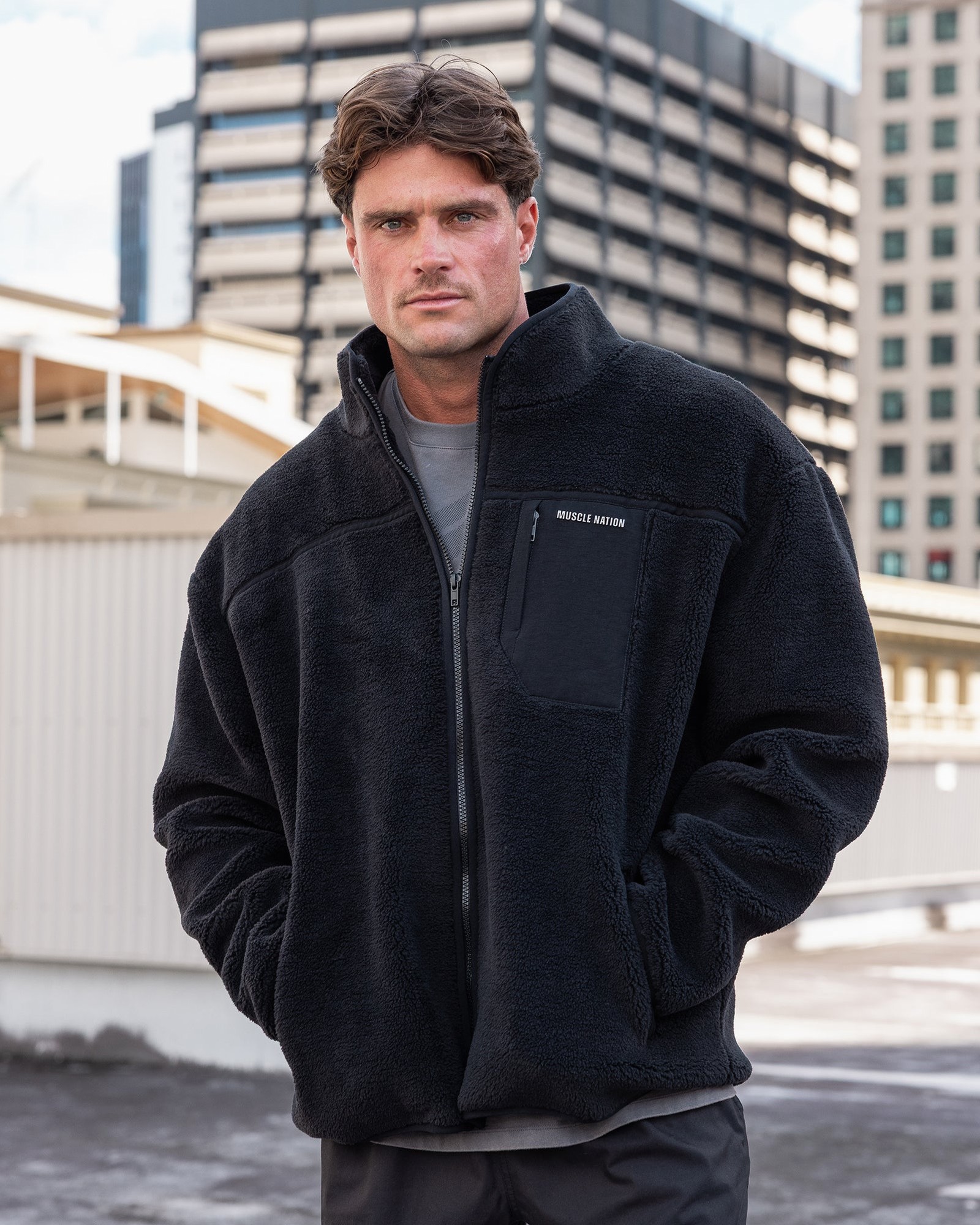Nomad Sherpa Zip Through Jacket - Black