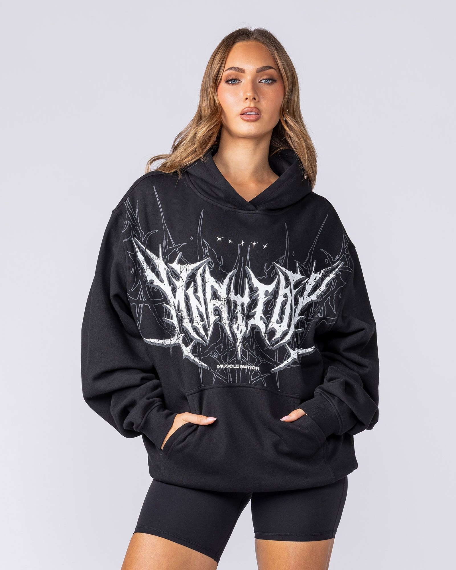 Gothic Oversized Hoodie - Black