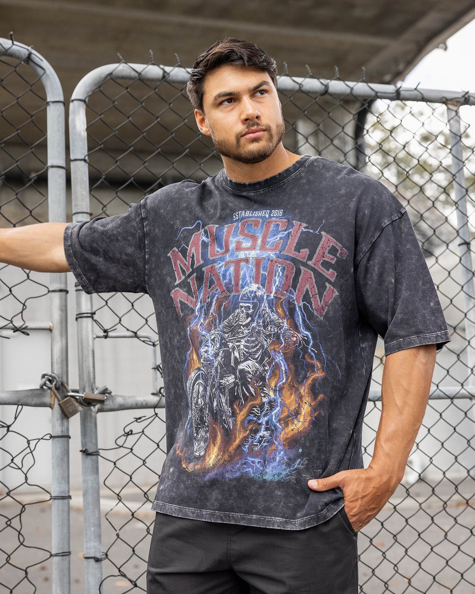 Full Throttle Oversized Vintage Tee - Washed Black