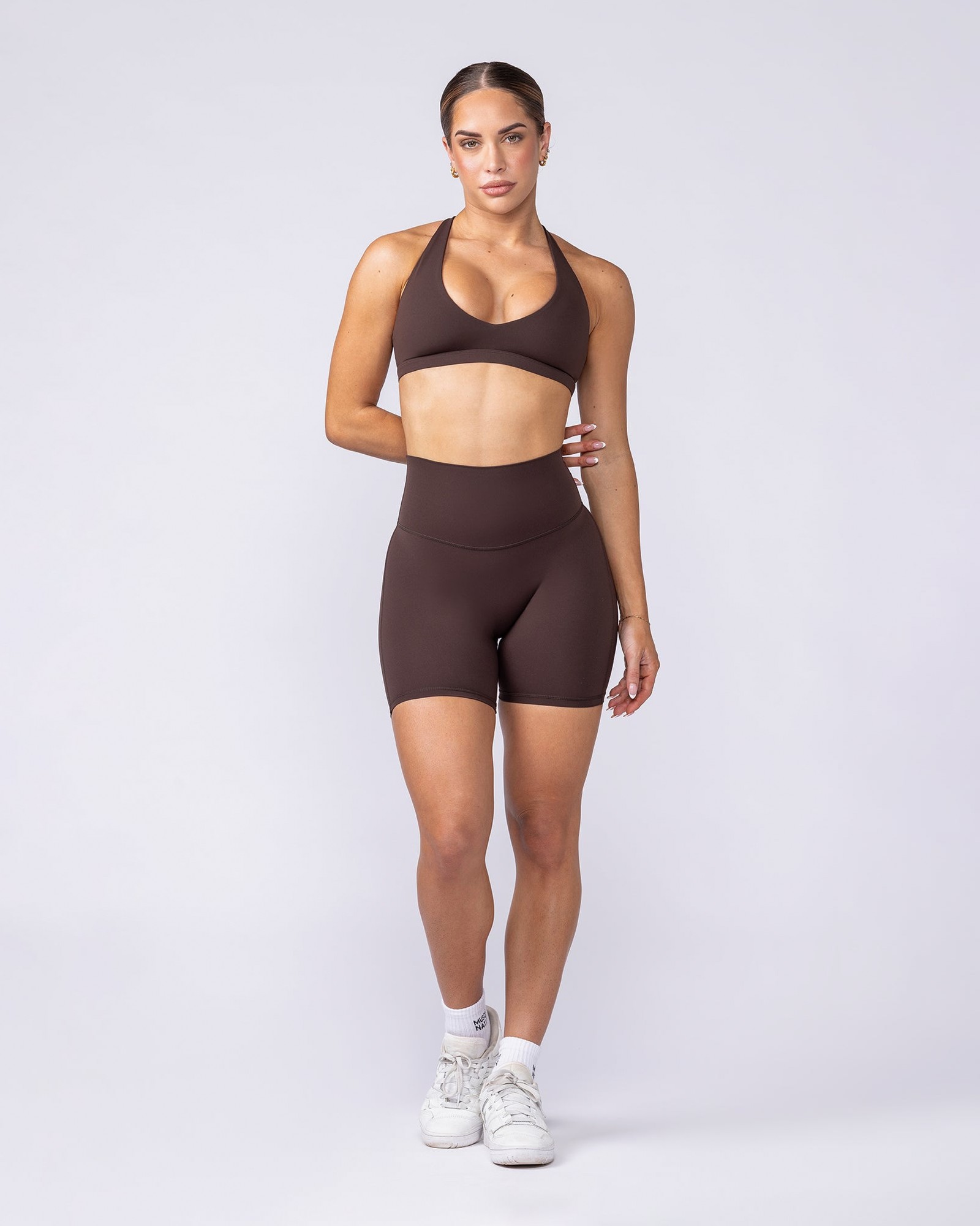 Aura Peachy High Invisible Scrunch Bike Shorts - Cocoa