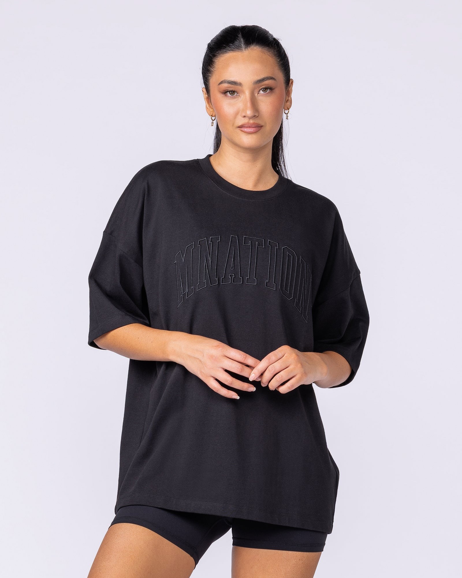 Varsity Oversized Boxy Tee - Black