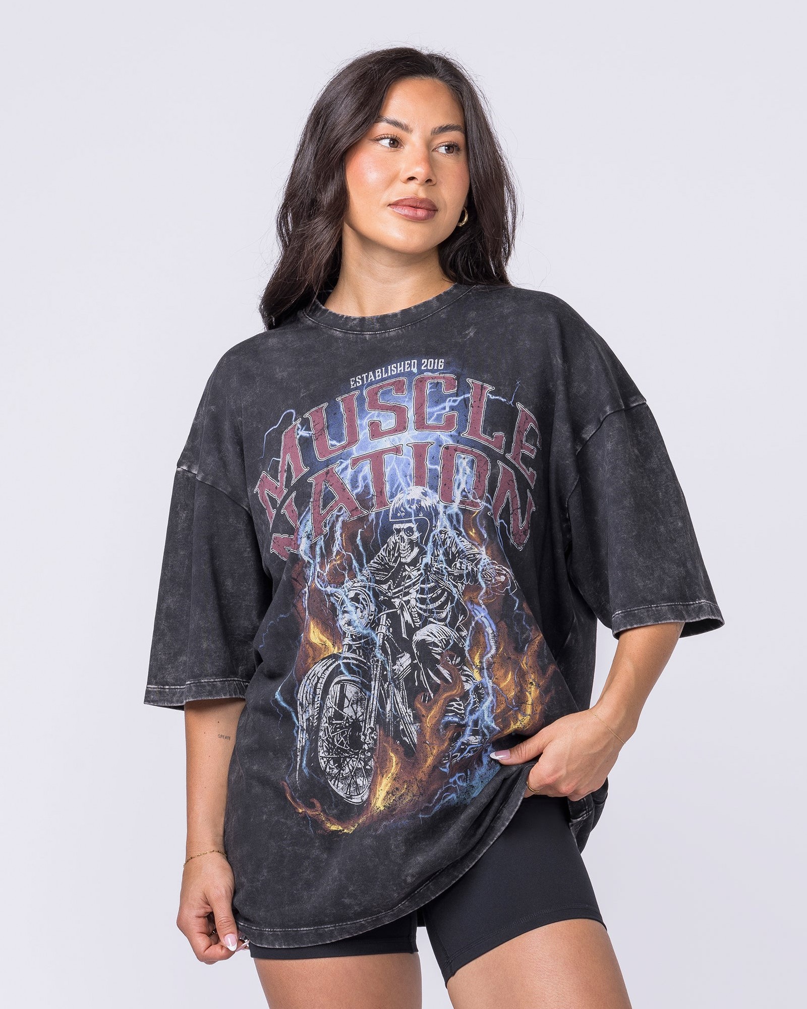 Full Throttle Oversized Vintage Tee - Washed Black
