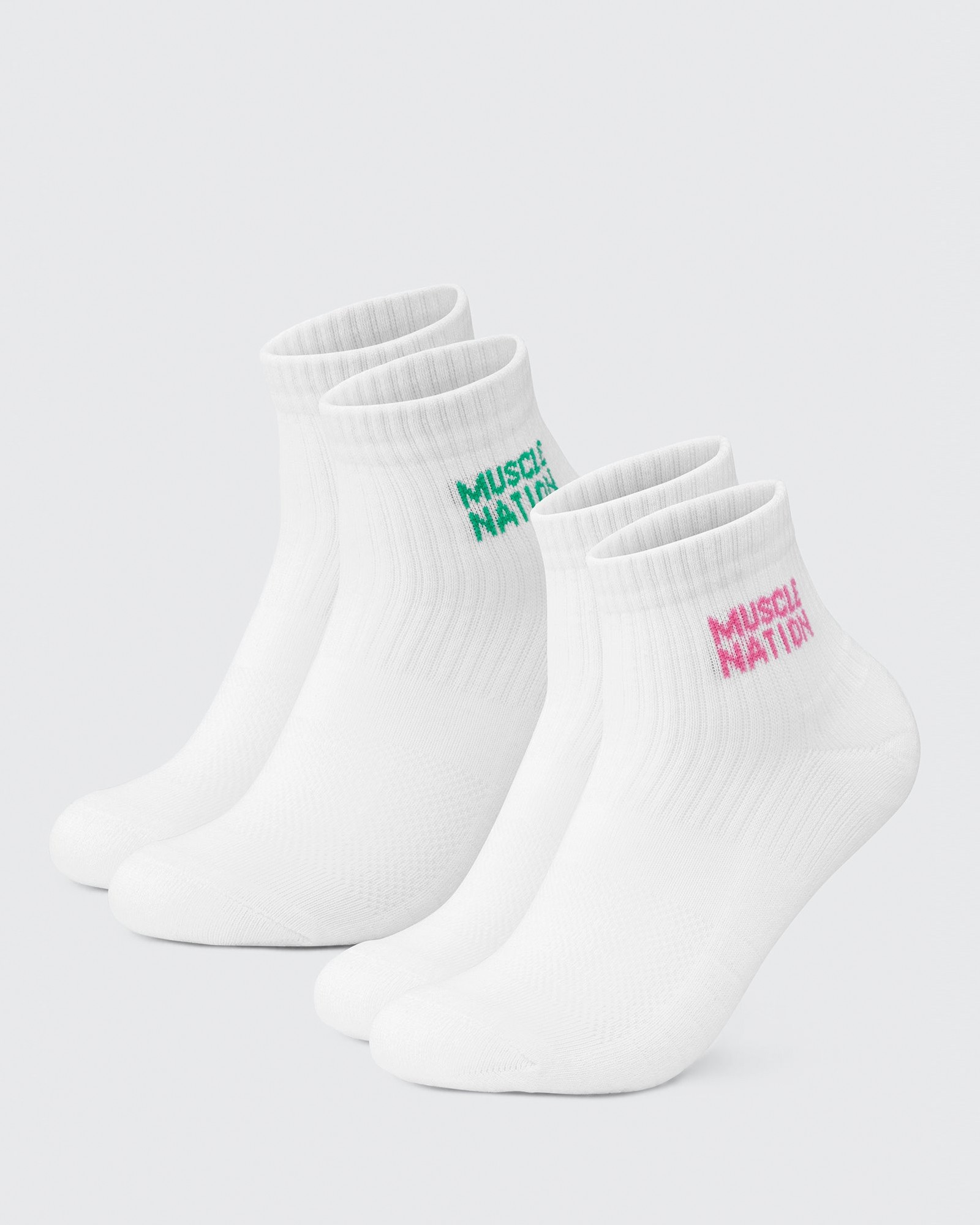 Womens 1/4 Crew Sock (2x Pack) - Clover/ Hollywood pink