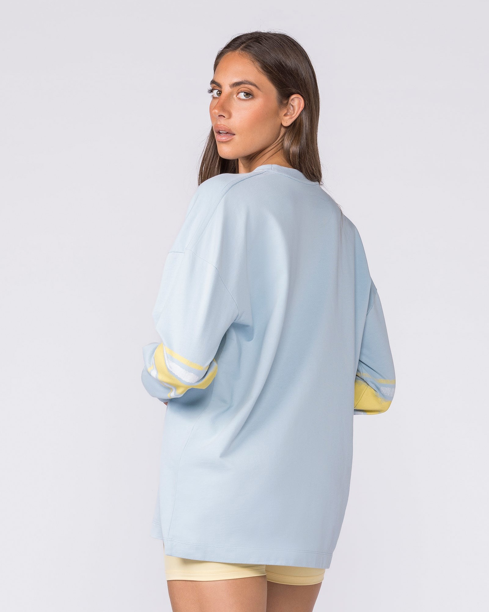Numero Loopback Oversized Long Sleeve Top - Blue Bell