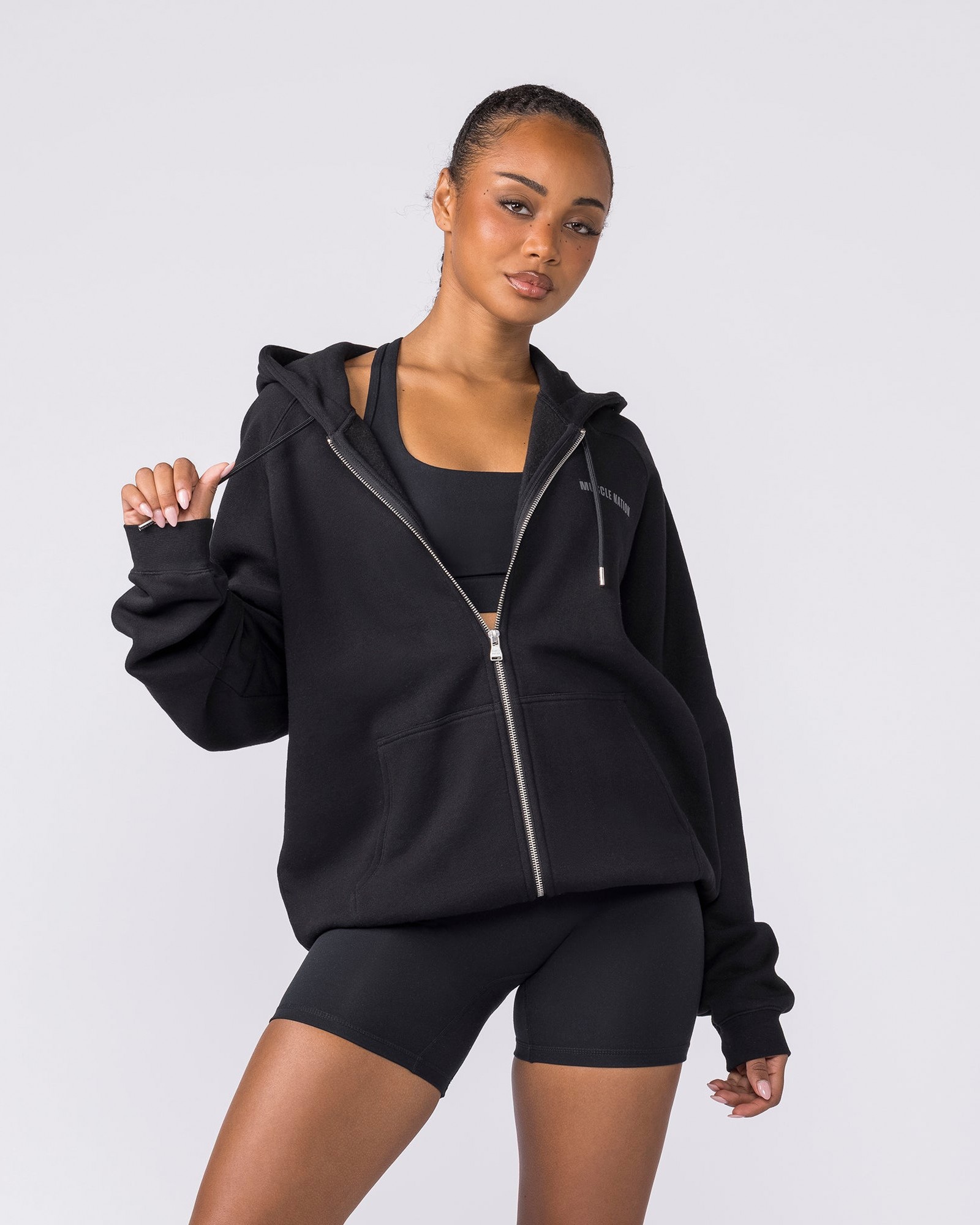 Essential Zip Hoodie - Black