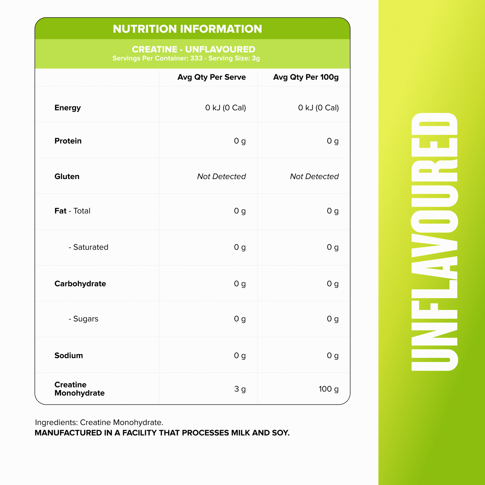 CREATINE MONOHYDRATE - Unflavoured 1kg