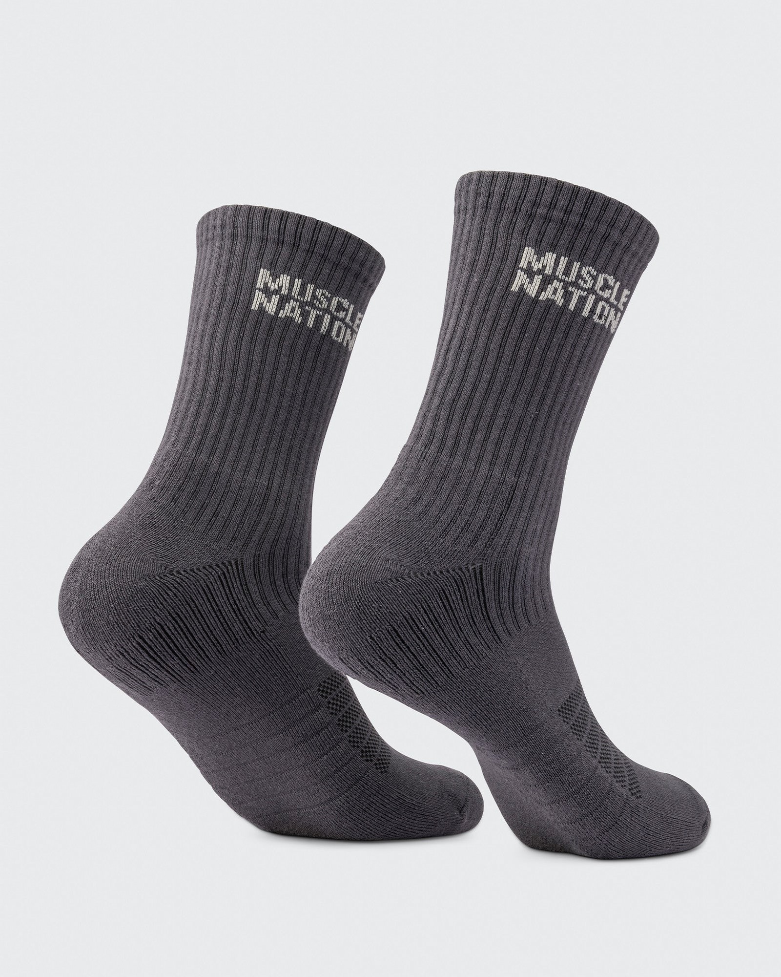 Mens Essential Crew Socks (2x Pack) - Charcoal / Dew