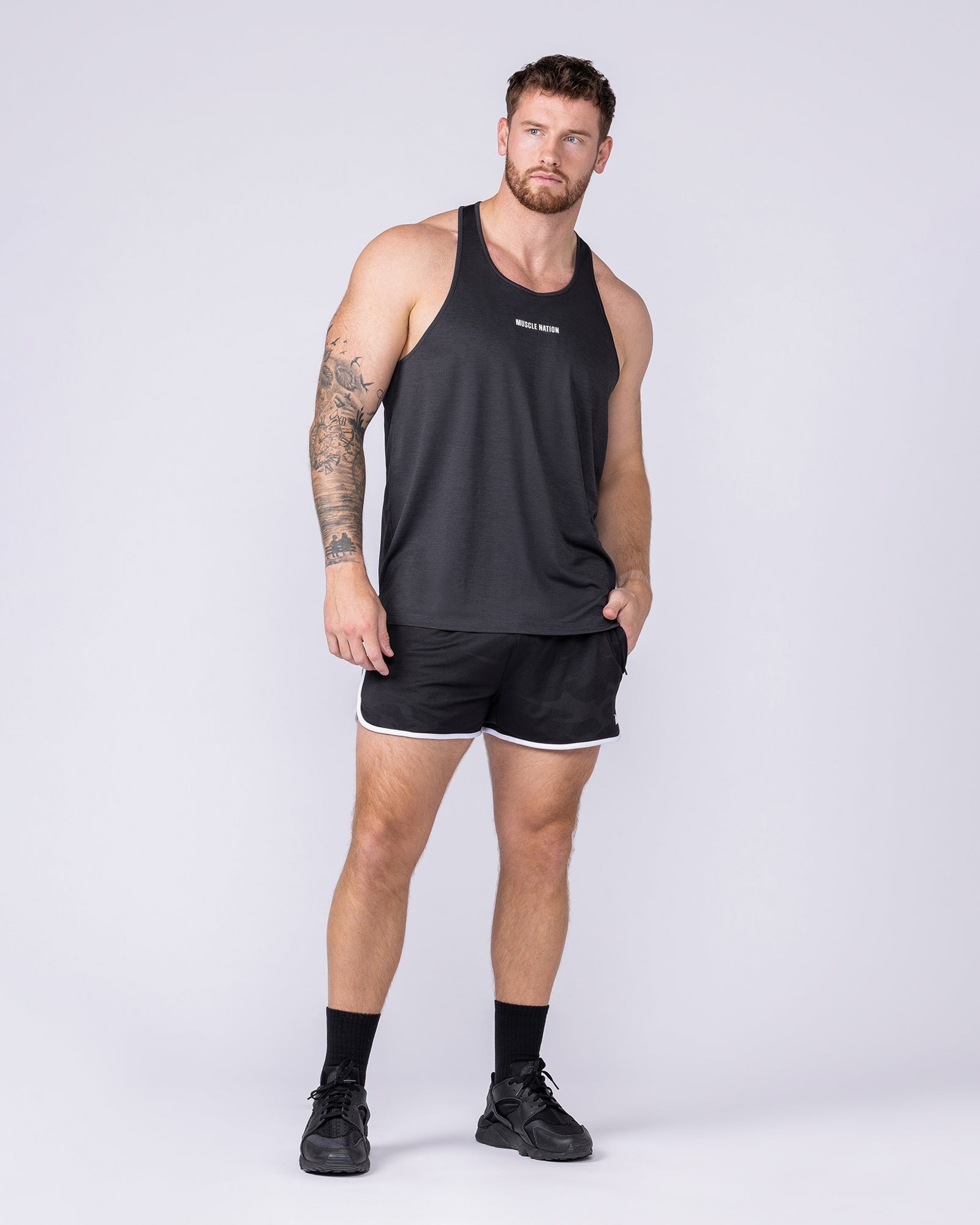 Tech Camo Retro Shorts - Black Camo