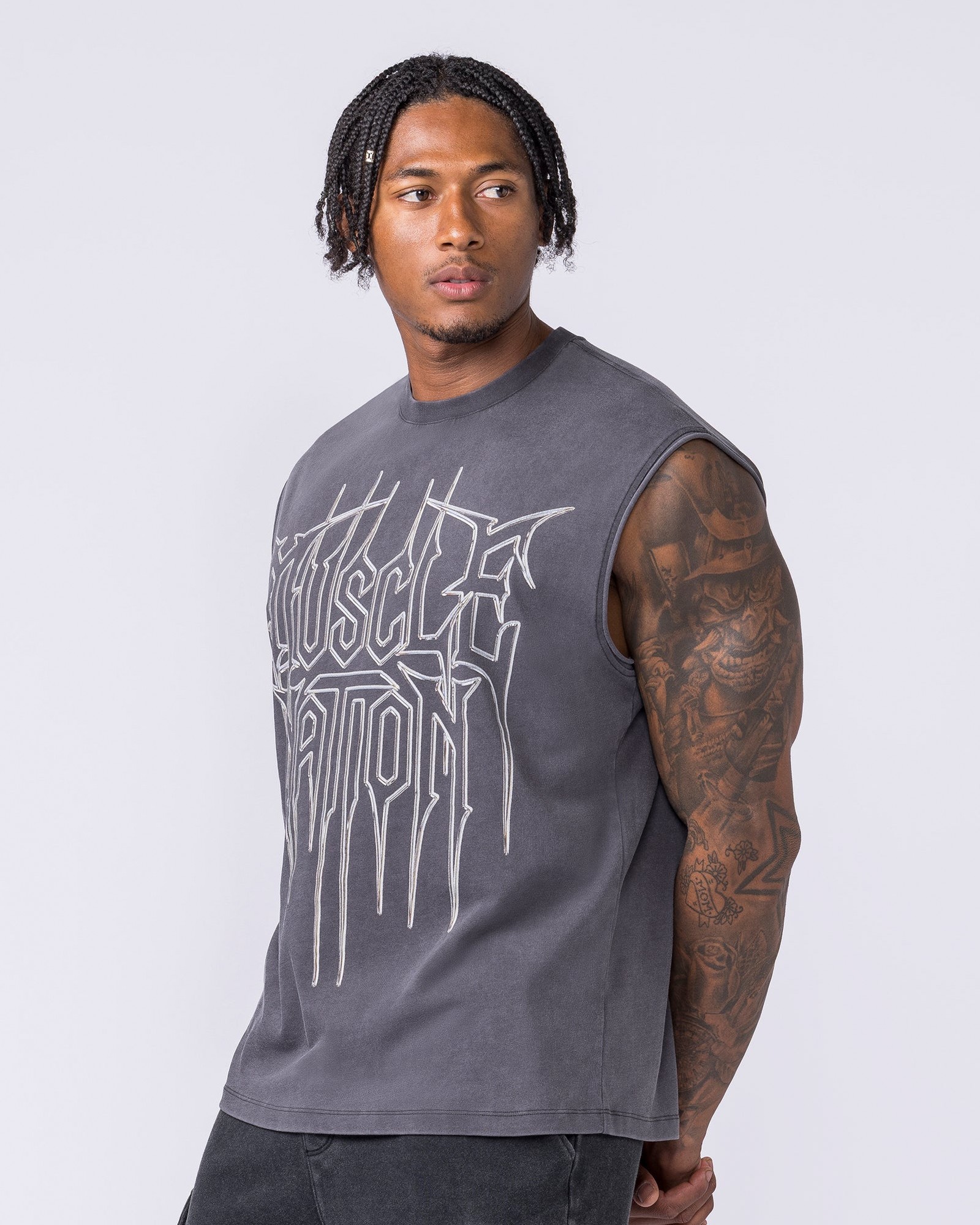 Metalcore Vintage Boxy Muscle Tank - Washed Dark Tornado