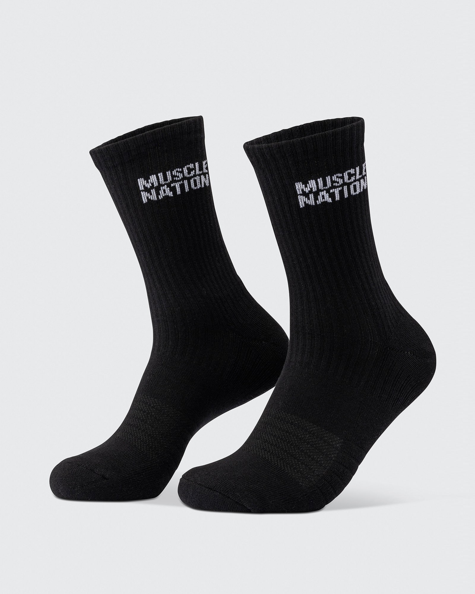 Mens Essential Crew Socks (2x Pack) - Black