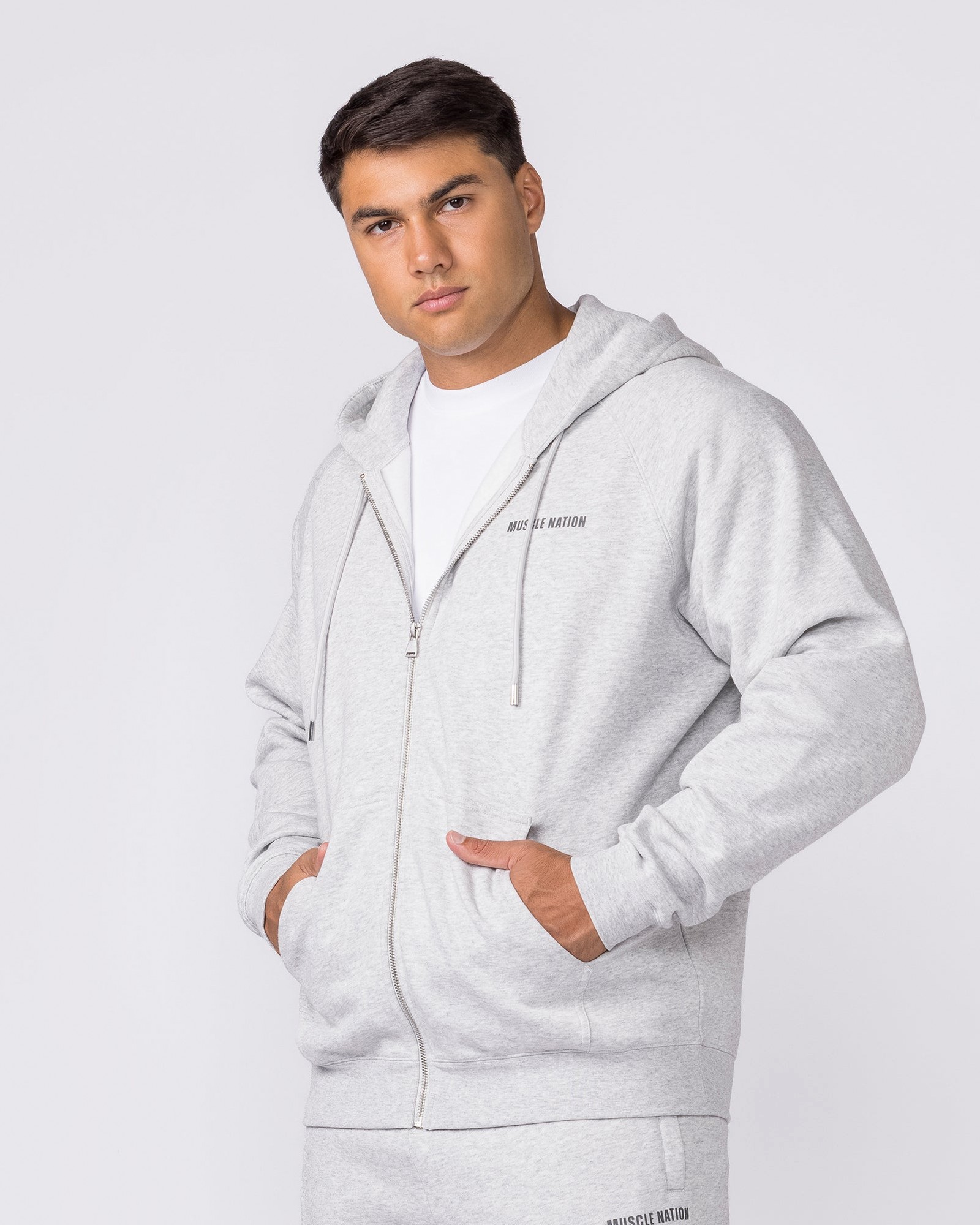 Essential Zip Hoodie - Grey Marl