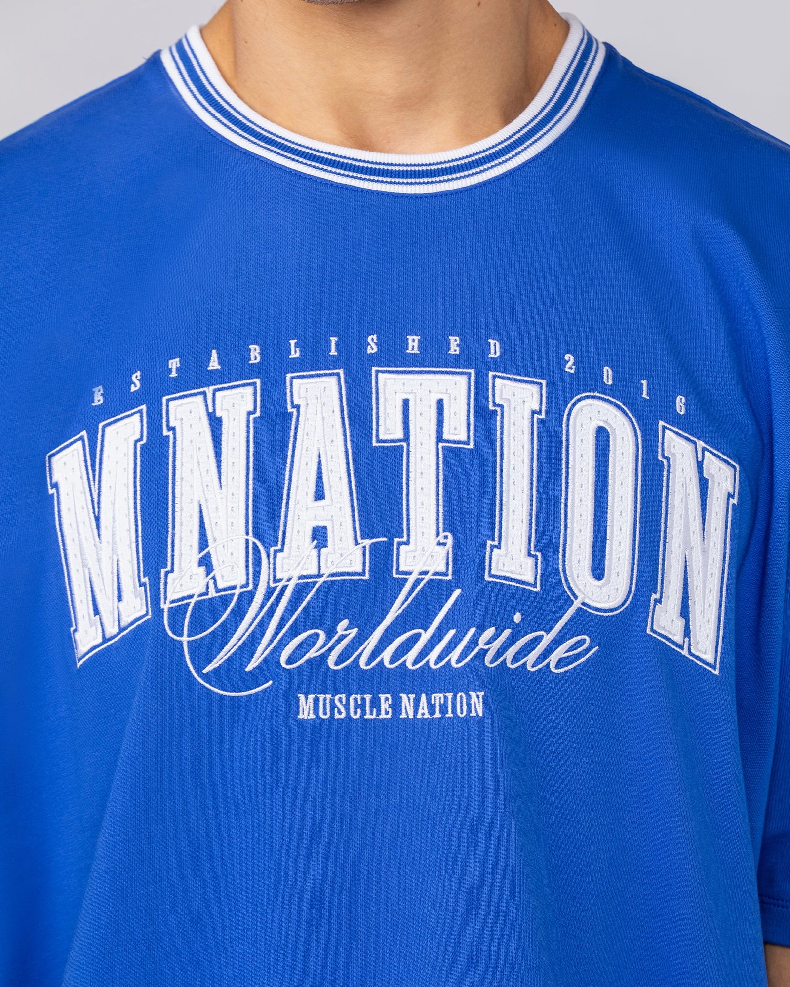Ringer Oversized Tee - Power Blue