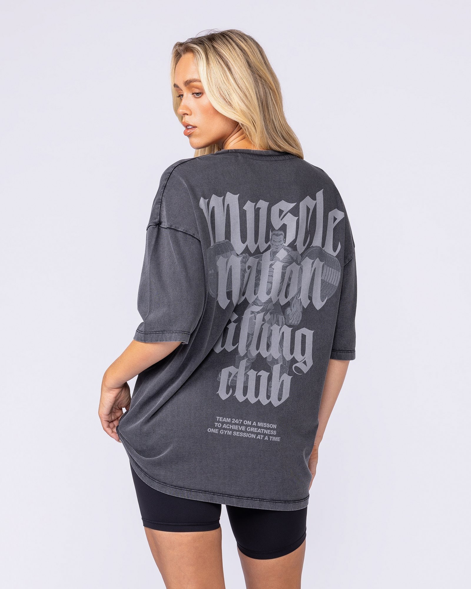 Lifting Club Oversized Vintage Tee - Washed Black