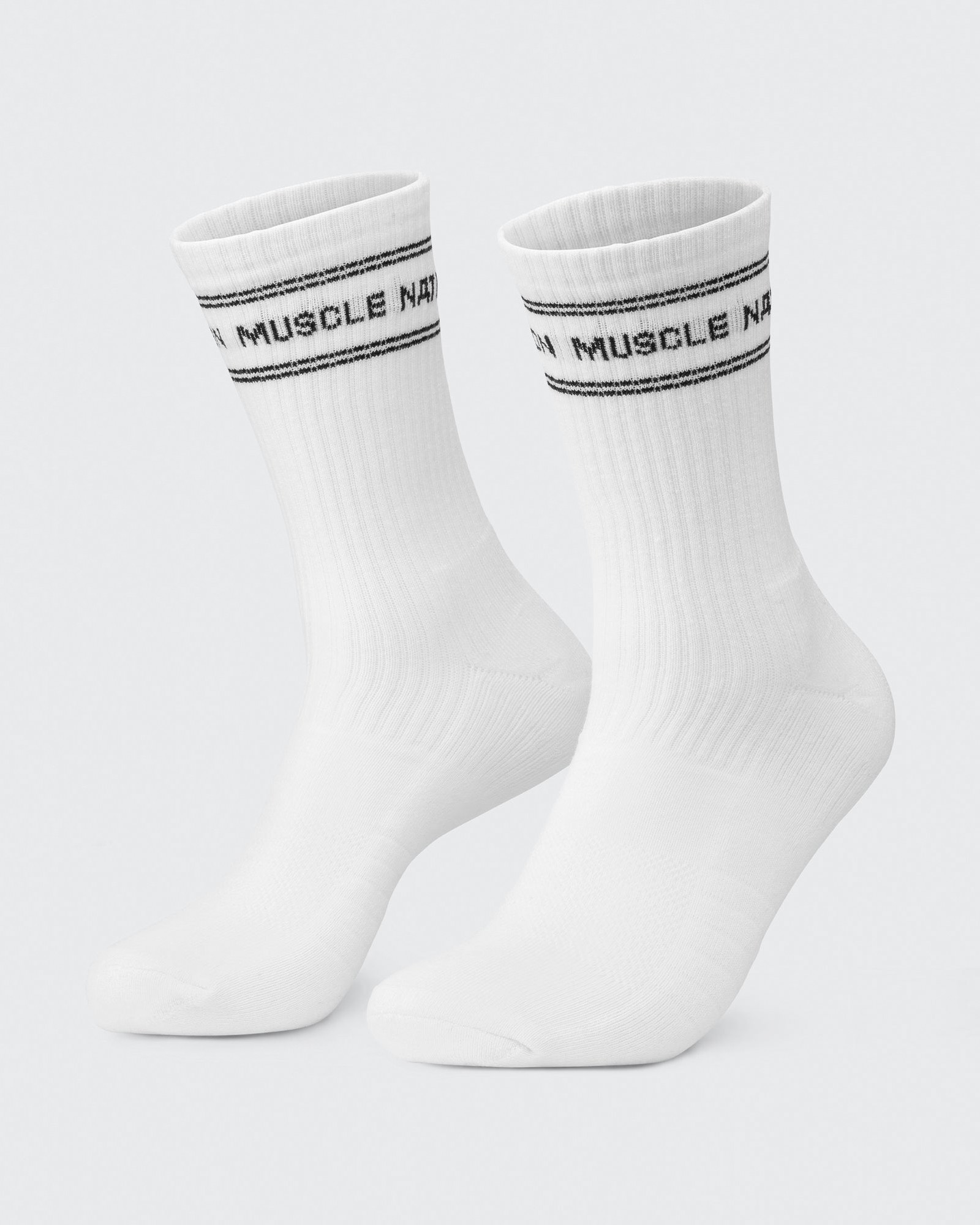Mens Stripe Crew Sock (2x Pack) - White