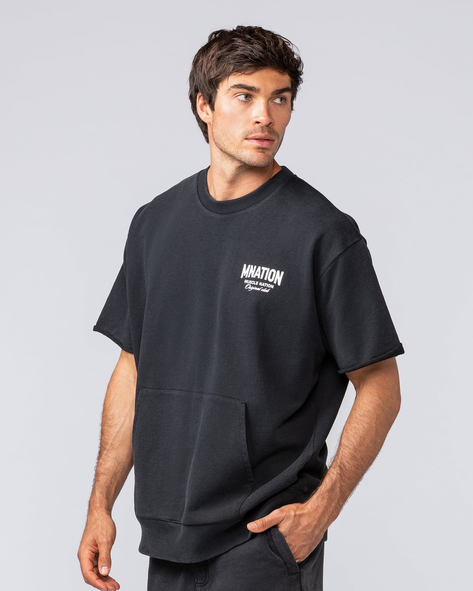 Heritage Loopback Oversized Tee - Washed Black