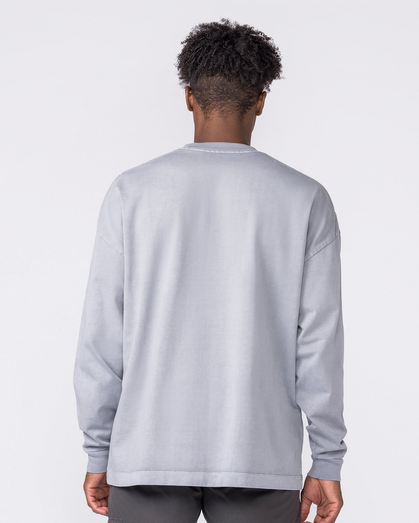 Essential Oversized Long Sleeve Vintage Tee - Washed Cement